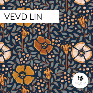 Vevd lin: Fibbla oker/blå / per 0,5 m