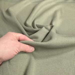 GOTS grovstrikket ribb - SALVIEGRØNN / pris per 0,5 m