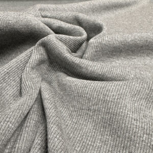 GOTS grovstrikket ribb - GRÅMELERT / pris per 0,5 m