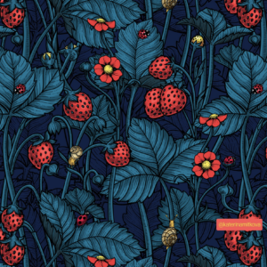 Strawberries - GOTS bomullsjersey / per 0,5 m