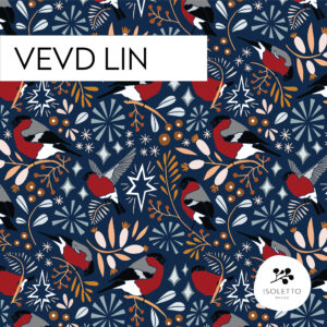 Vevd lin: Dompap blå / per 0,5 m