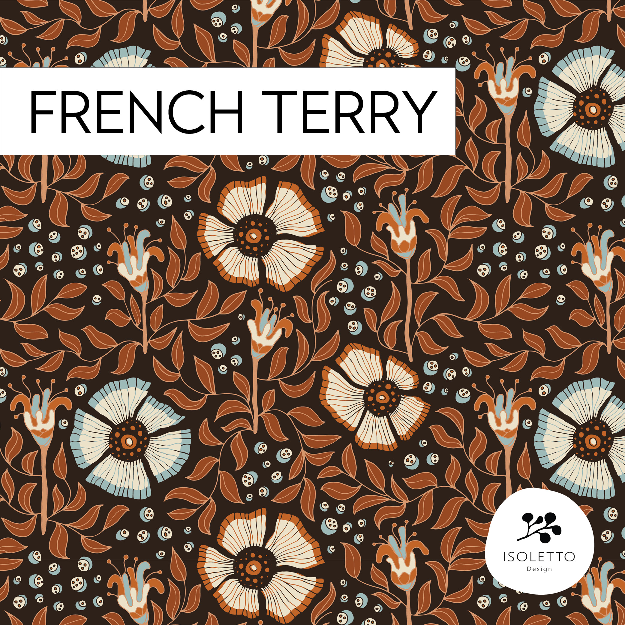 Fibbla brun - GOTS french terry / 0,5 m