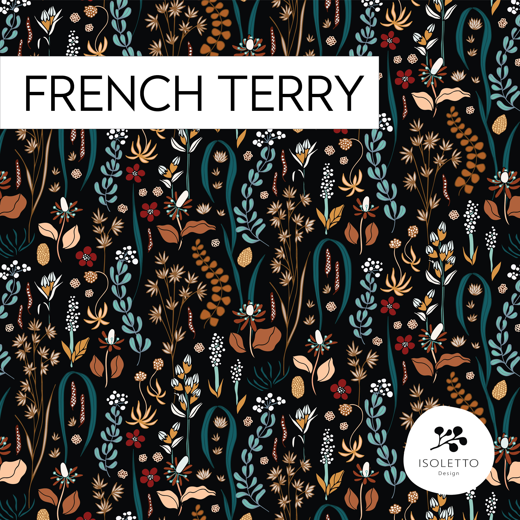 Samla svart - GOTS french terry / 0,5 m